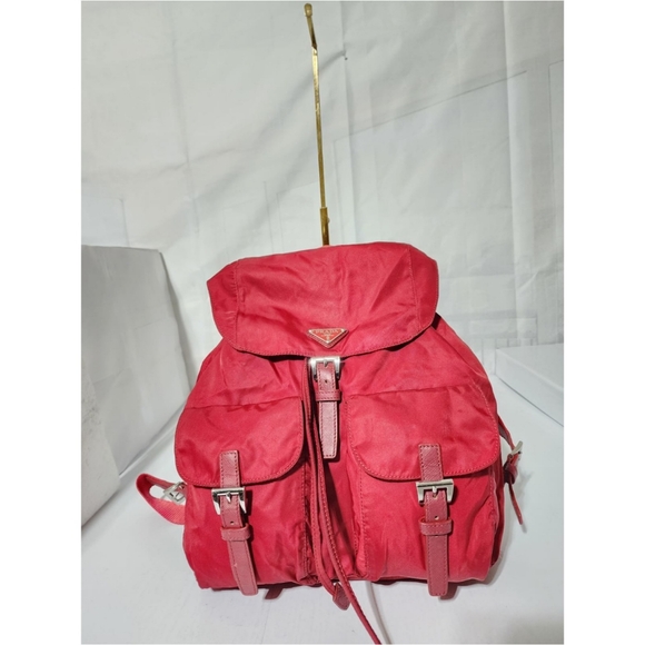 PRADA Tessuto Nylon Vela Medium Backpack Red - Picture 5 of 14